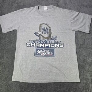 Vtg Y2K New York Yankees World Series Champions T Shirt Mens XL Lee‎ Gray NY